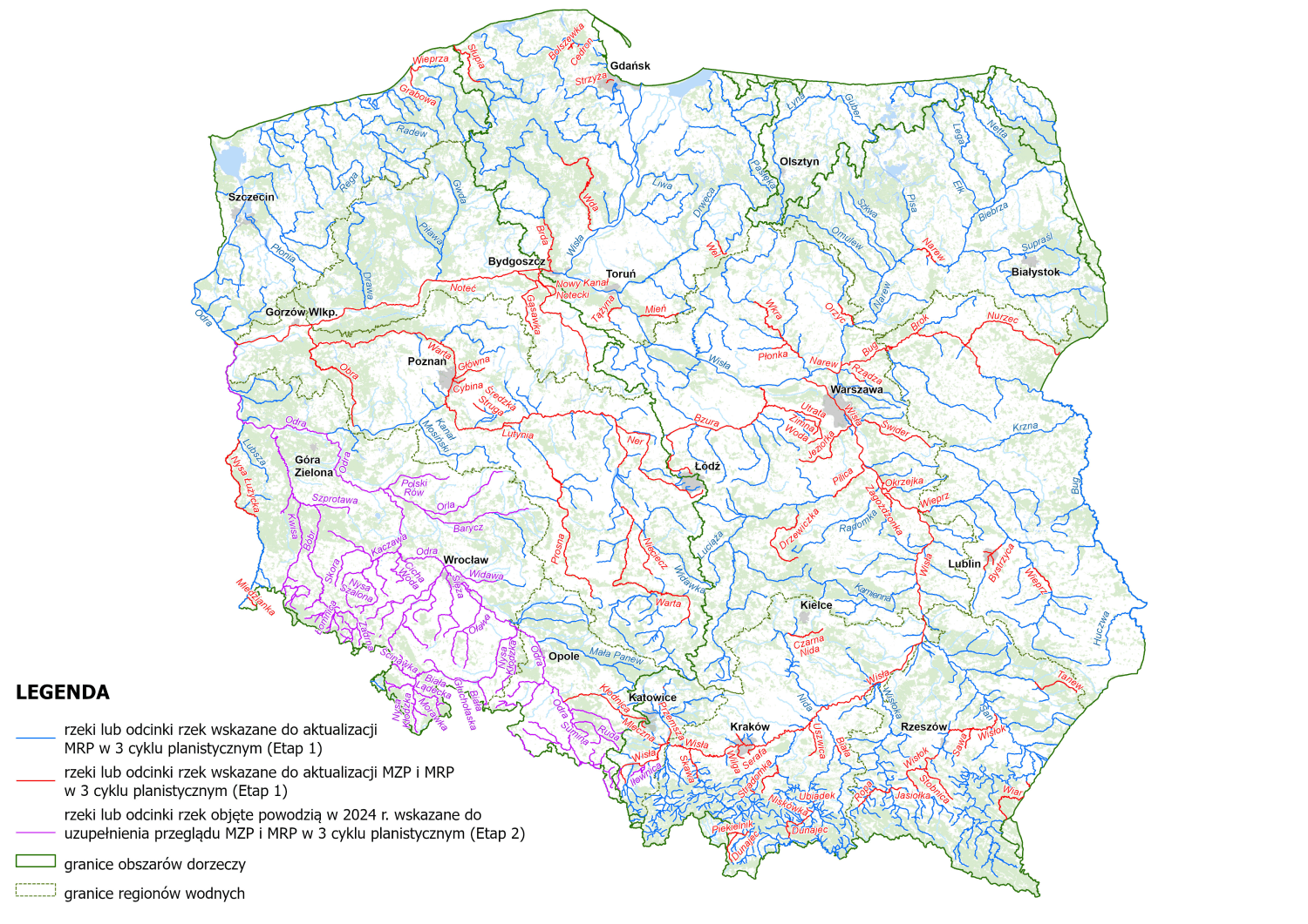 Odcinki rzek do aktualizacji MZP i MRP w 3 cyklu planistycznym