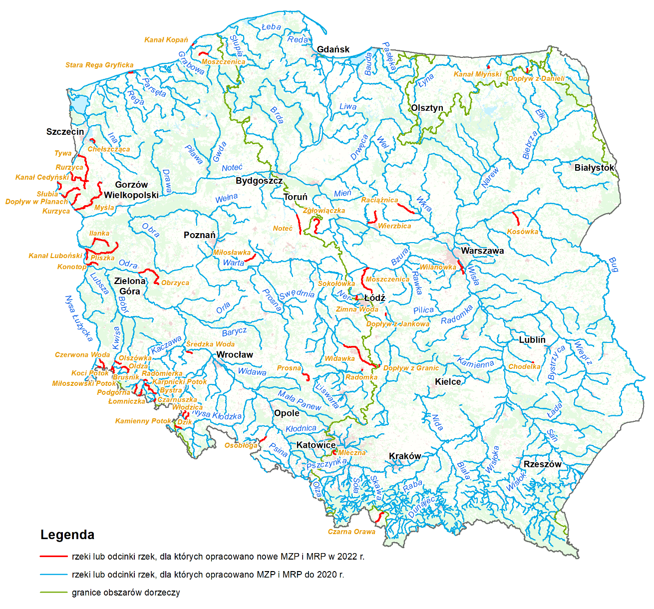 Rivers and river sections with new FHM and FRM in 2022
